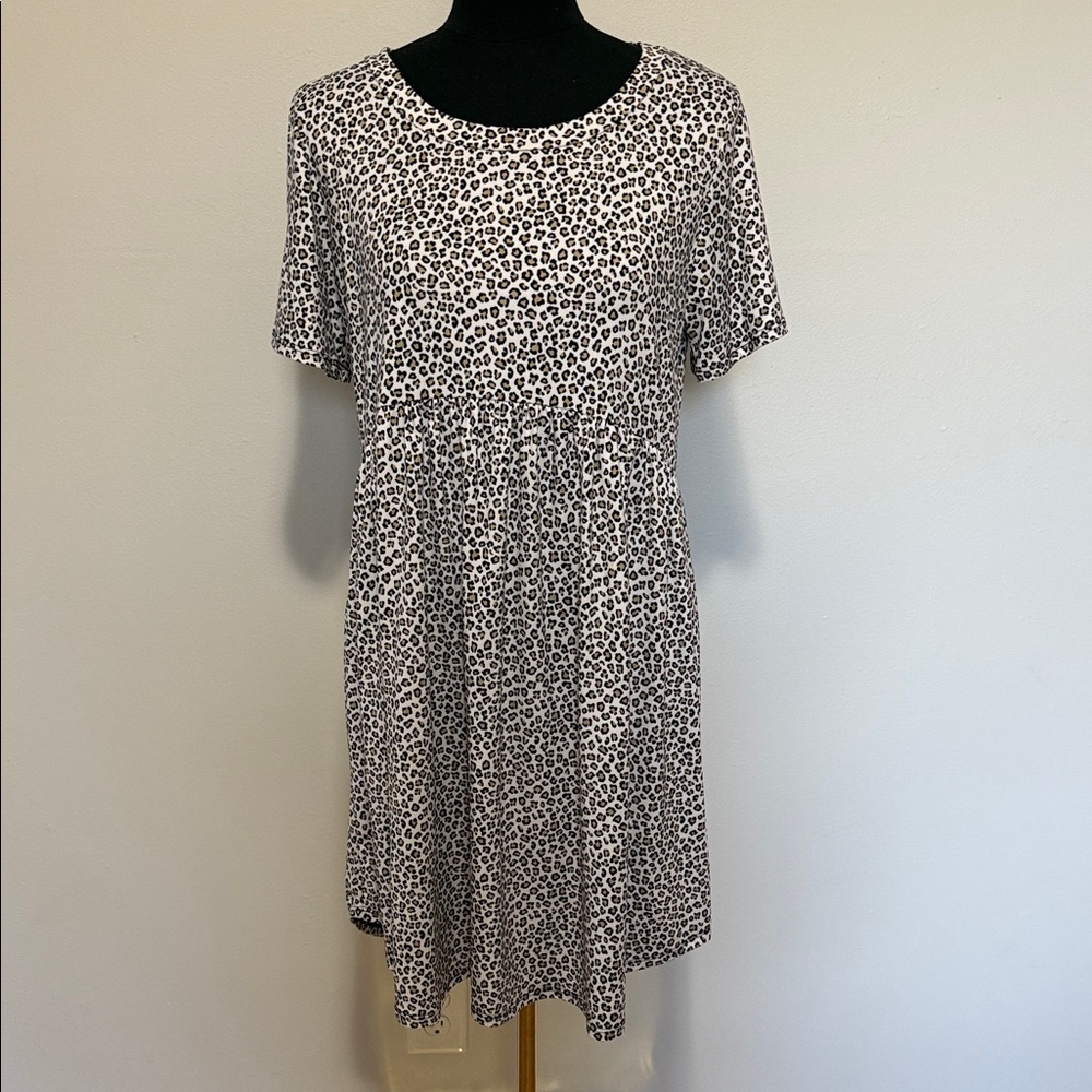 JODIFL Ivory and Black Leopard Print Mini Dress